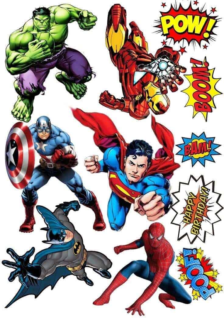 Avengers 19×27 Klip selv 11 dele, sukkerprint / kageprint