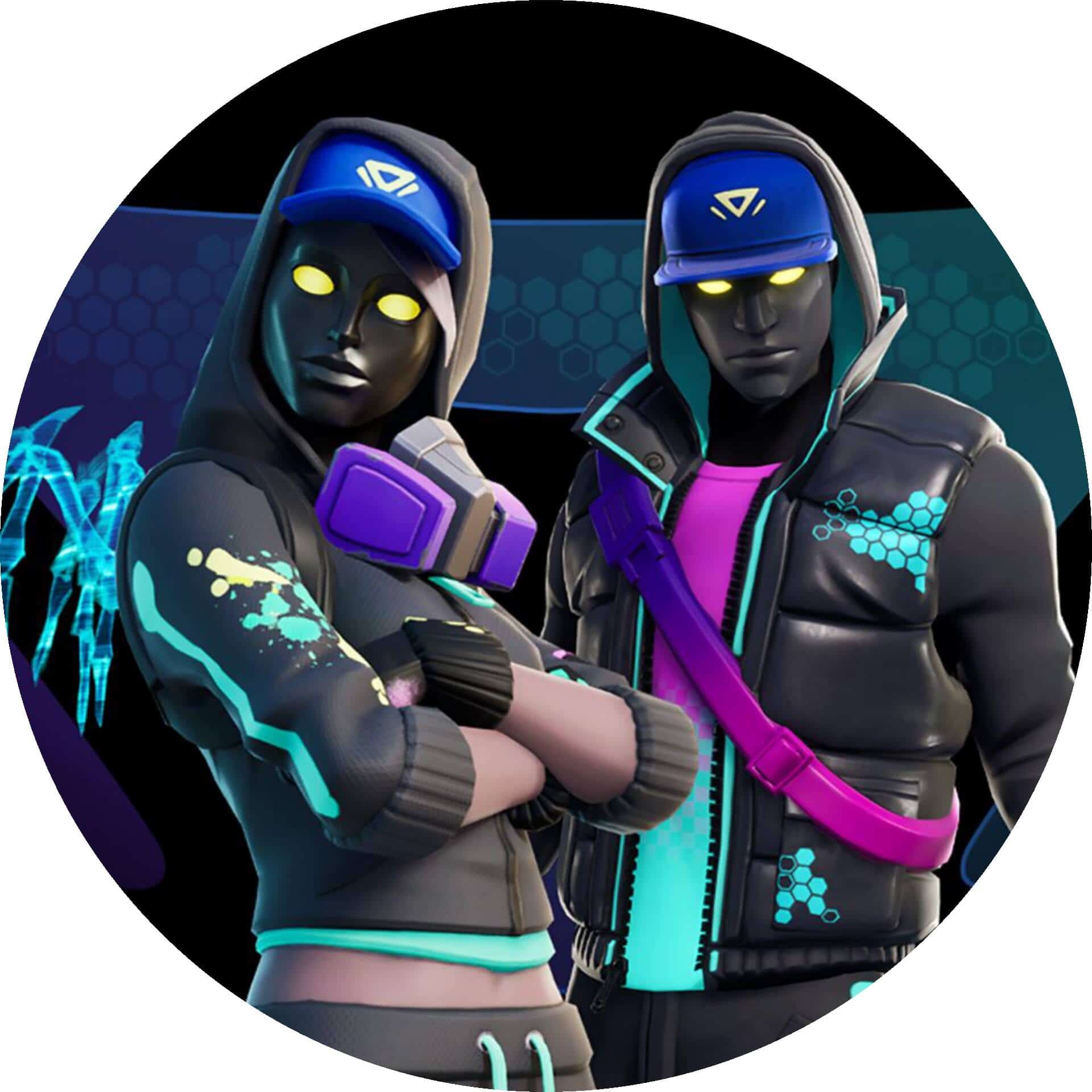 Kryptospil, gaming avatar, futuristisk, sci-fi, digital kunst, video game characters, neon farver, cyberpunk, dystopisk, teknologi, virtual reality, moderne grafik.