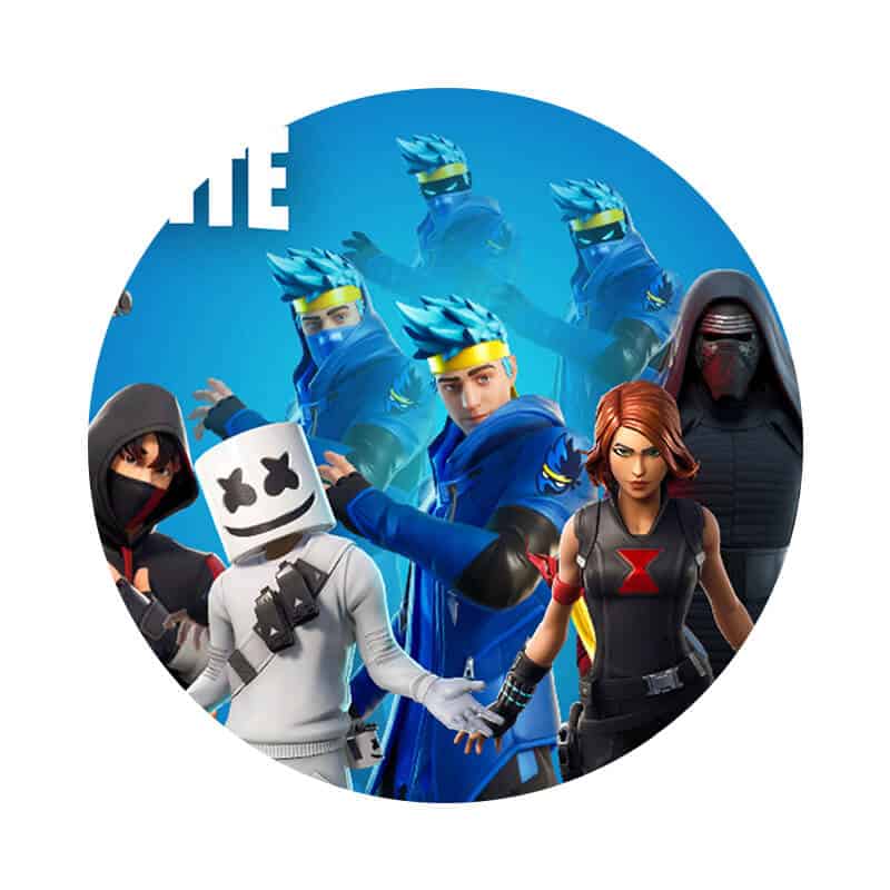 Kunstnerisk gaming-illustration med farverige karakterer og aksiøst design.