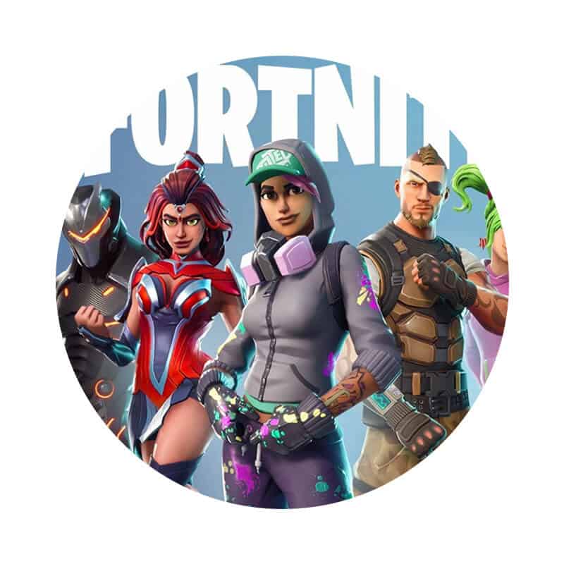 Fortnite-caketryk, teenagere, game-print, farverig gaming-kage.