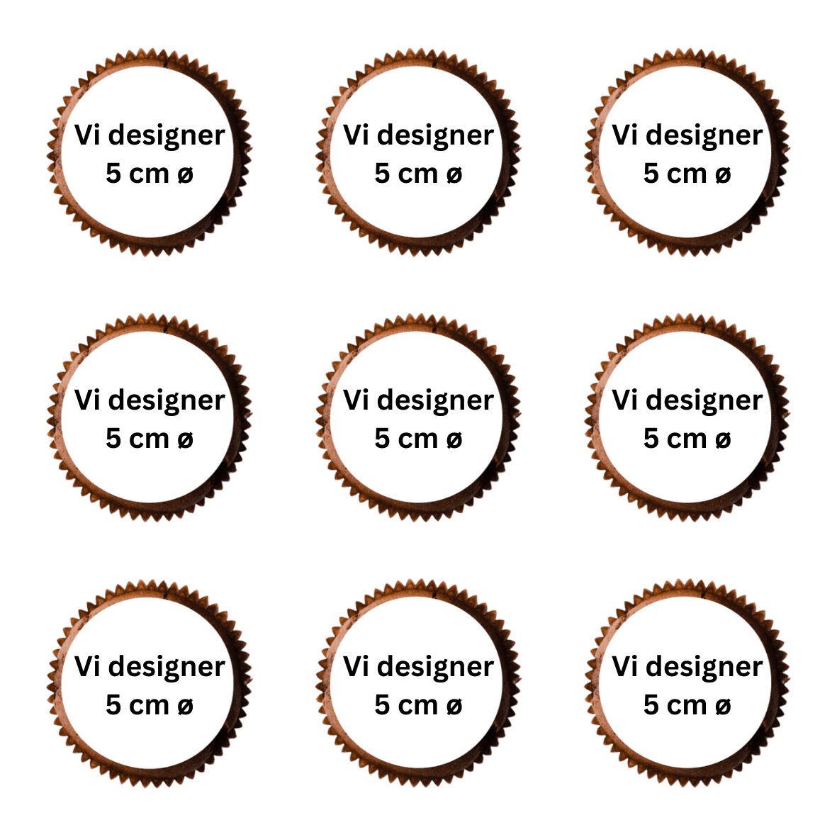 Boutique-kort, designet til kager printing, 5 cm diameter, speciallavet til festlige anledninger.