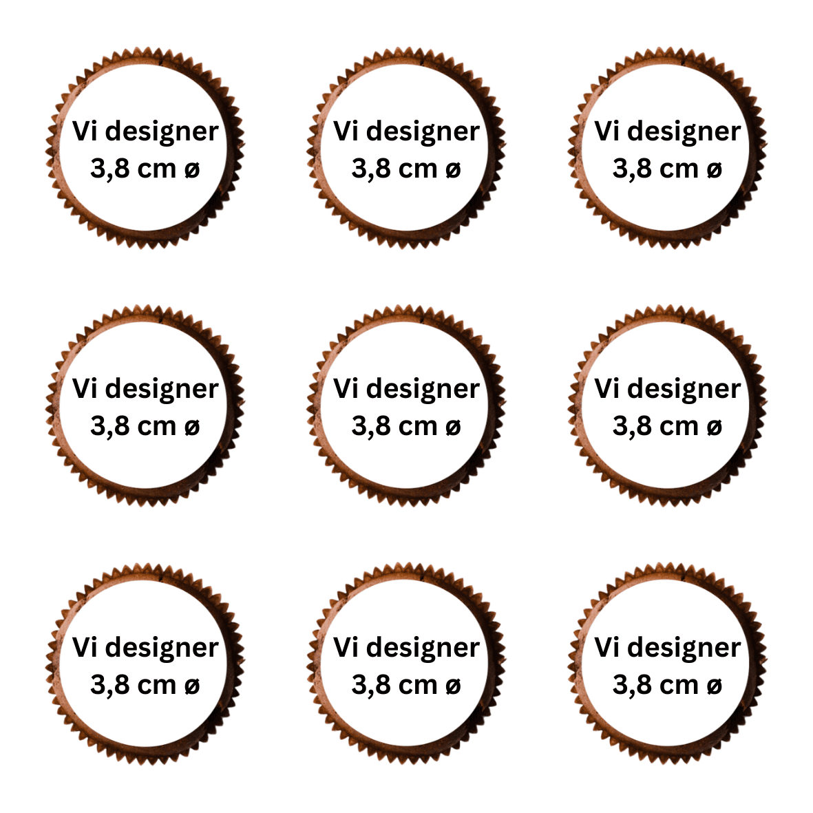 Alt: Billede af chokolade-cupcakes med designmulighed, 3,8 cm diameter.