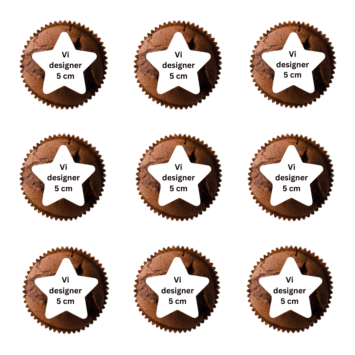 Billeddække: Chokoladecupcakes med designer-ryg, 5 cm, til specialbestilling.