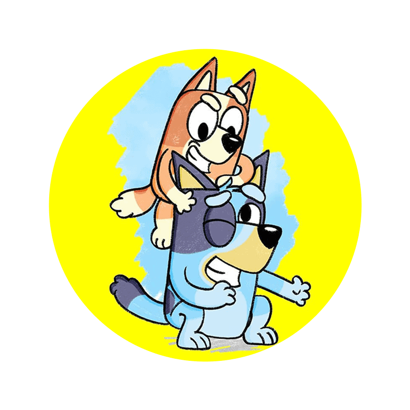 Søde cartoon hunde med venner, børnevenlig illustration, perfekt til fødselsdagskager og print.