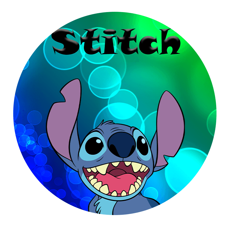 Stitch tegning, Disney Stitch sjov cartoon design, børnevenlig, perfekt til cupcakes eller kager, skelet ansigt, farverige kager, festpynt.
