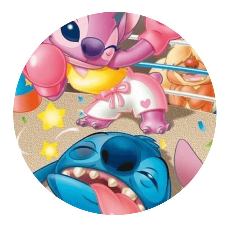 Farverig tegneserieillustration med søde dyr på en strandbaggrund, perfekt til børnefødselsdage og festdekorationer.