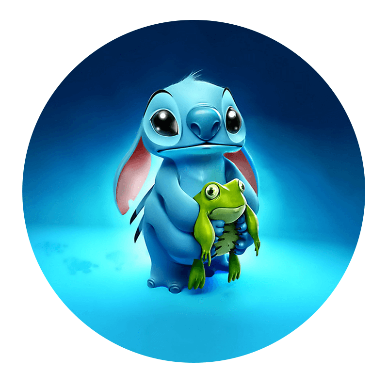 Lille blå anakonda med stor øjne holder en grøn frø, digital illustration i fantasy-stil.