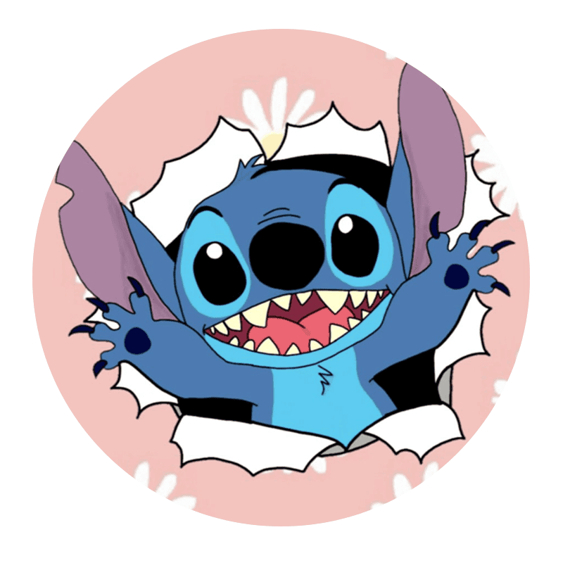 Kageprint af Stitch fra Lilo & Stitch på fødselsdagskage, sjov og farverig dekor til børnefest.