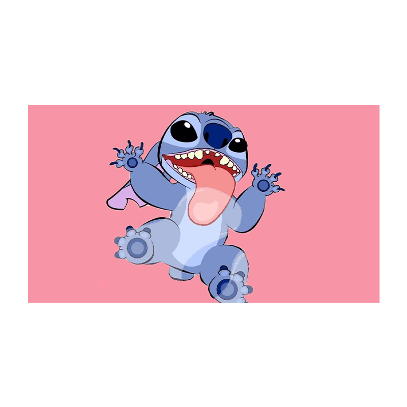 Stjernedyr Disney-stil med blå farvetegning og pink baggrund, perfekt til børnefrosting.