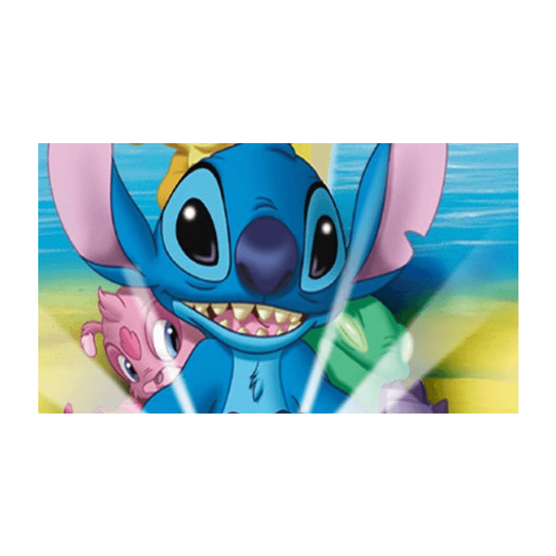 Kageprint med Disney Stitch og veninder, perfekt til børnefødselsdagen.