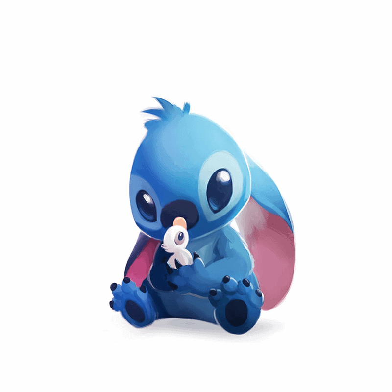 Farverig kageprint af Lilo & Stitch med sød dinosaurfigur. Perfekt til børnefødselsdag eller fest.