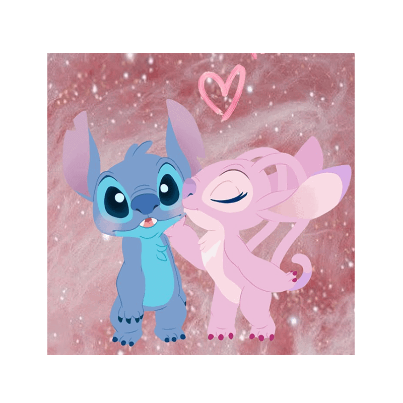 Farverig kawaii-stil Disney 'Lilo & Stitch' kostume kageprint til børnefester.