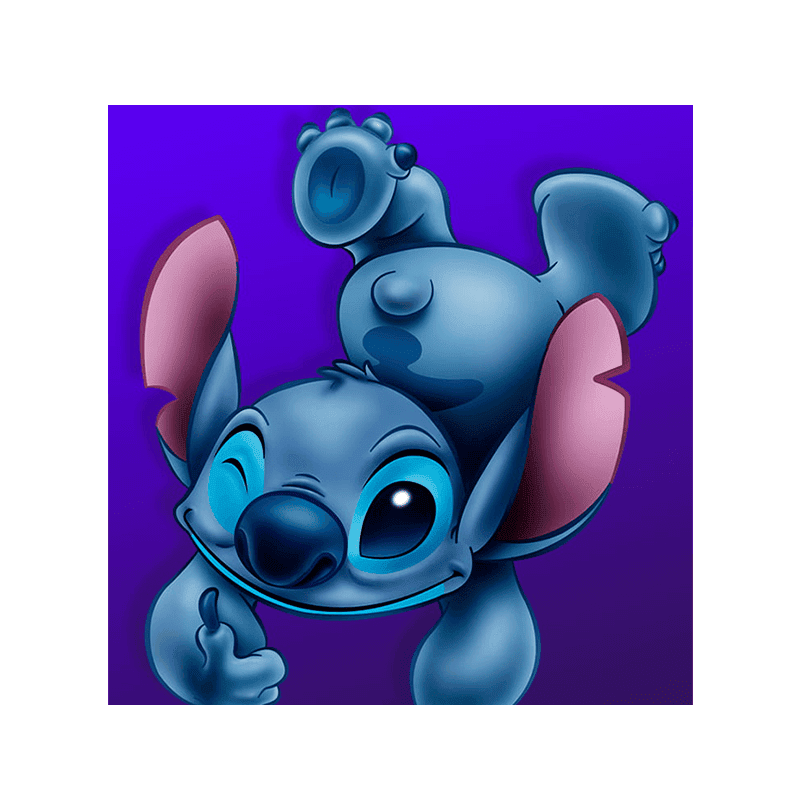 Kunstnerisk billede af Stitch fra Disney, tegneserieindspireret design, perfekt til fødselsdagskager og dekorationer.