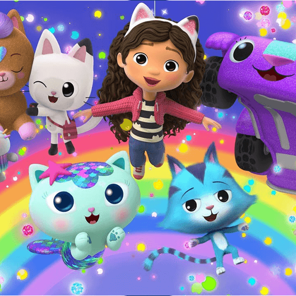 Farverige animationsfigurer med katte- og dyremotiver til børnebagning og -print.